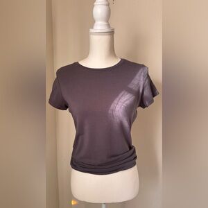 Garage Gray Cotton Spandex Short Sleeve Fitted Tee | Medium